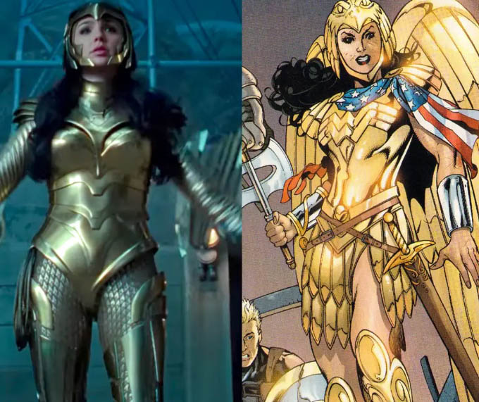 wonder woman movie new suit vs comic gold armor